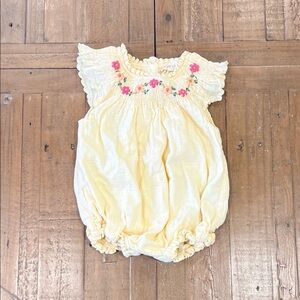Louise misha Josephine vanilla smocked floral embroidered Romper 18 months